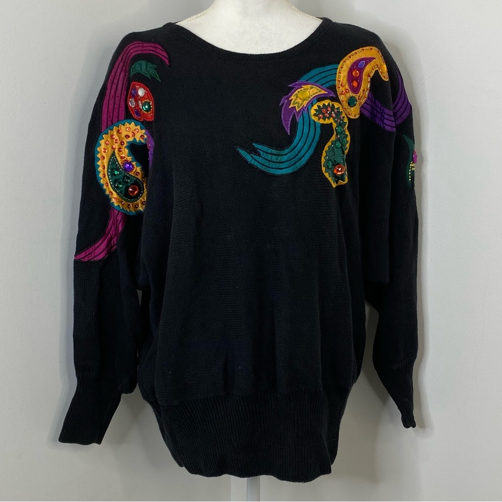 Vintage GP Collections Mardi Gras Black Sweater
